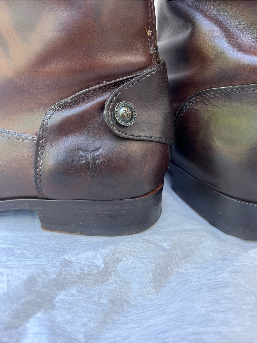 Frye Melissa Button Back Zip Dark Brown Leather Riding Boots Size 7.5B - Picture 6 of 15